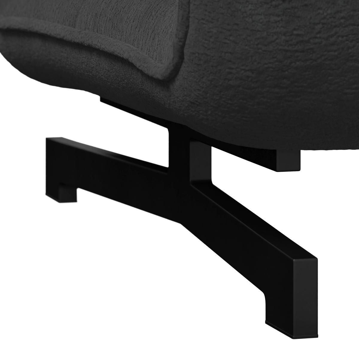 Rozkládací pohovka LUNA, tmavě šedé buklé, max.240 kg - černá/tmavě šedá, Moderní, kov/textil (142/62/40cm) - Bessagi Home