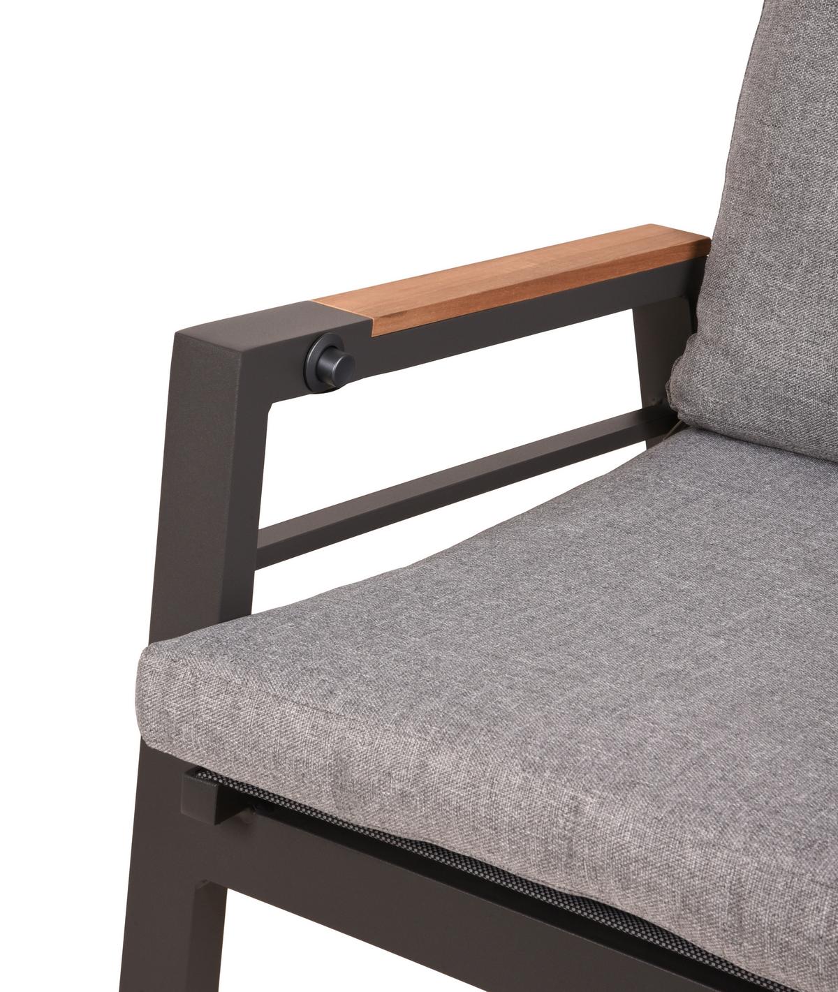 GARTENSESSEL-SET HOCHLEHNER MATERA - Anthrazit/Schwarz, MODERN, Holz/Kunststoff (56,5/110/65cm) - Gardenson