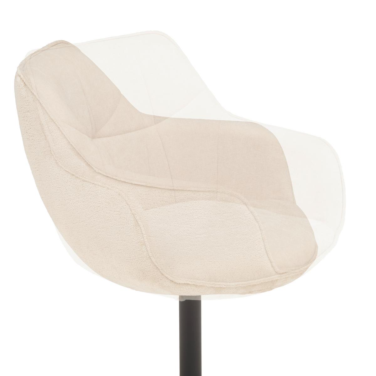 Armlehnstuhl Kaleo Chenille Beige, B: 63 Cm - Beige/Schwarz, KONVENTIONELL, Textil/Metall (63/87/64cm) - MID.YOU