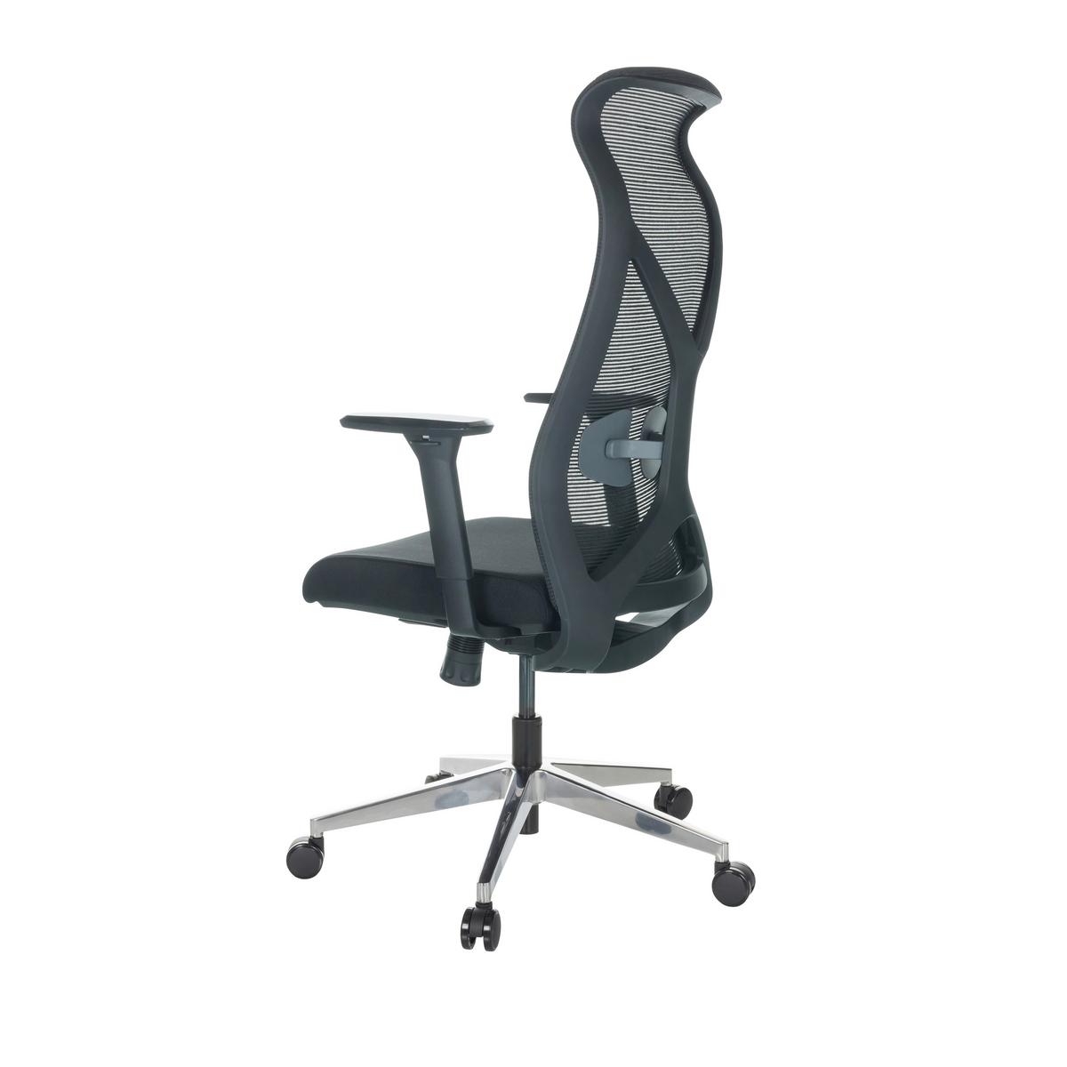 Drehstuhl Azurro B - Silberfarben/Schwarz, Basics, Kunststoff/Textil (69/119-128/60cm) - MID.YOU