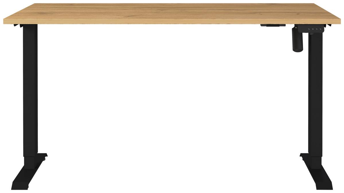 Schreibtisch Profi Schwarz/Eiche Dekor L: 140cm - Eichefarben/Schwarz, MODERN, Holzwerkstoff/Metall (140/80/71-119cm) - Germania