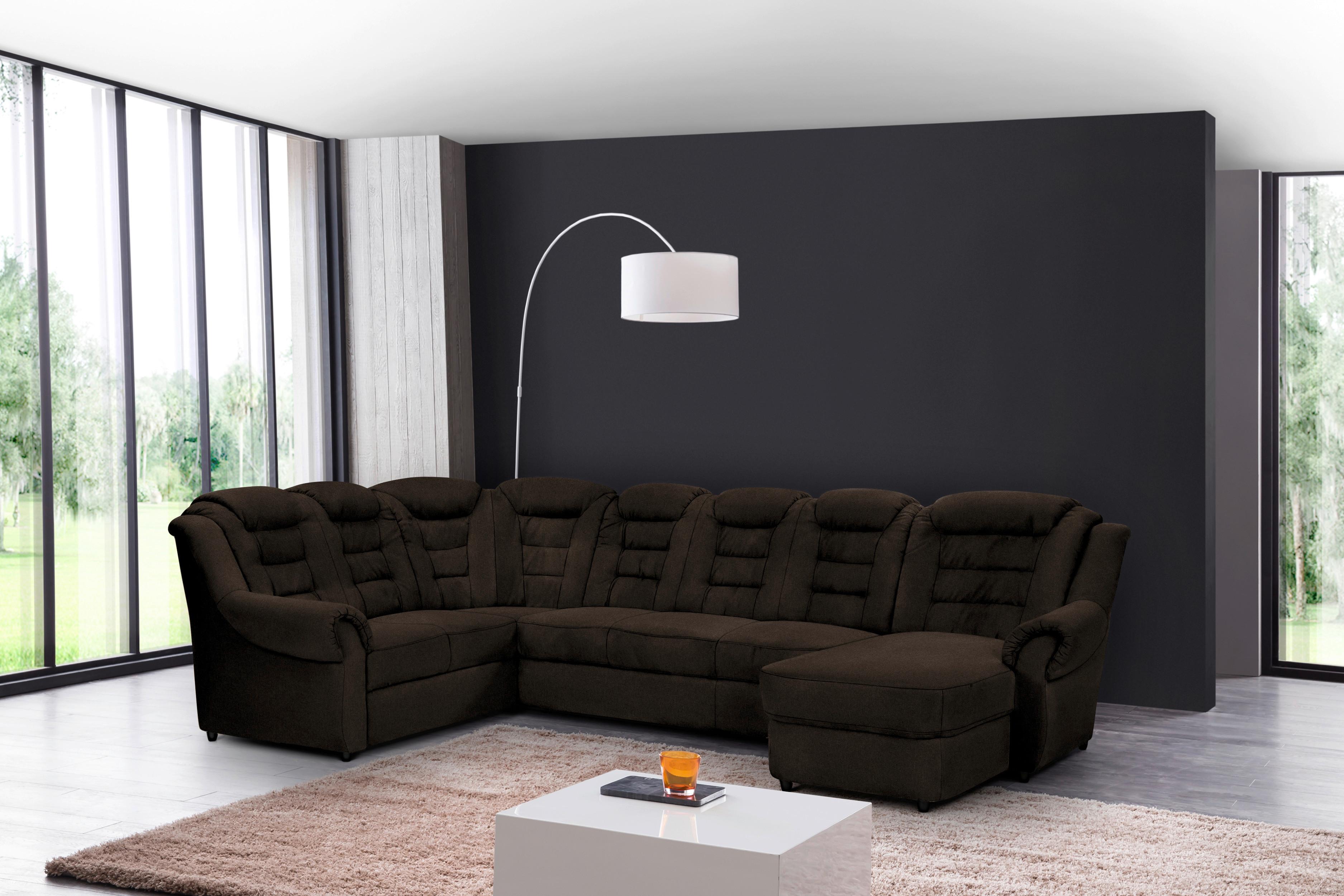 Wohnlandschaft Boston Braun Chenille - Schwarz/Braun, KONVENTIONELL, Textil (216/333/165cm) - Livetastic