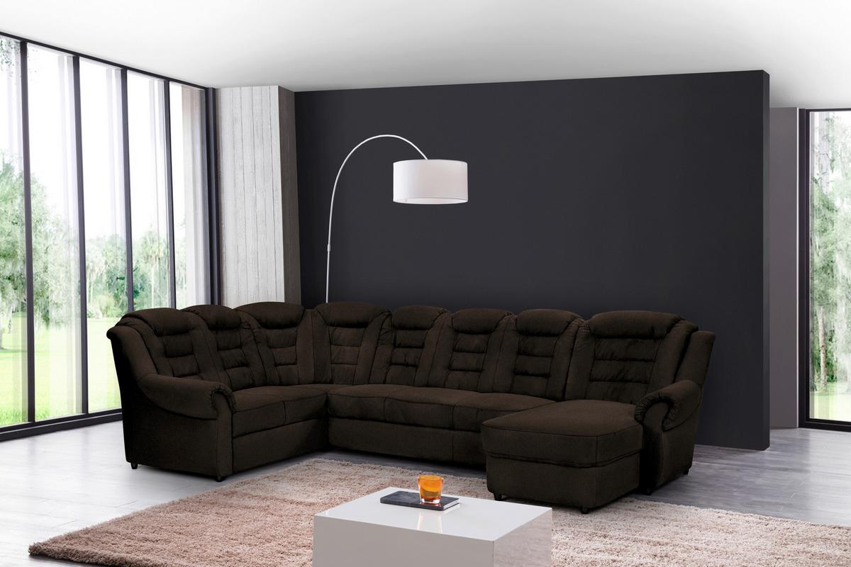 Wohnlandschaft Boston Braun Chenille - Schwarz/Braun, KONVENTIONELL, Textil (216/333/165cm) - Livetastic