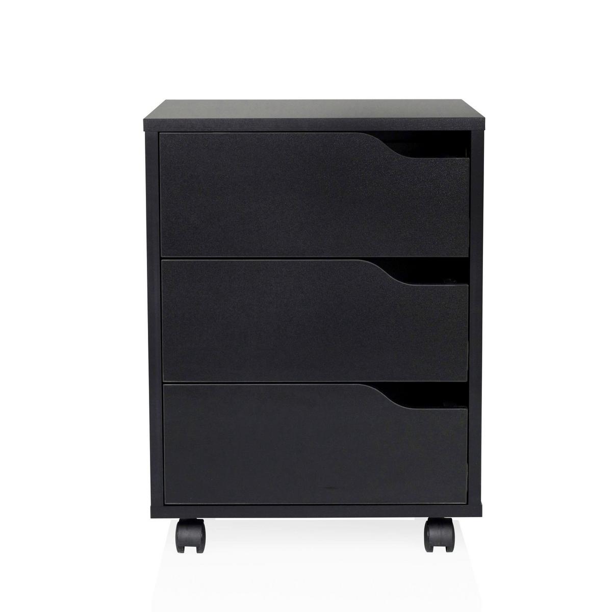 Rollcontainer Schwarz B: 40 cm - Schwarz, MODERN, Holzwerkstoff/Kunststoff (40/52,5/40cm) - MID.YOU