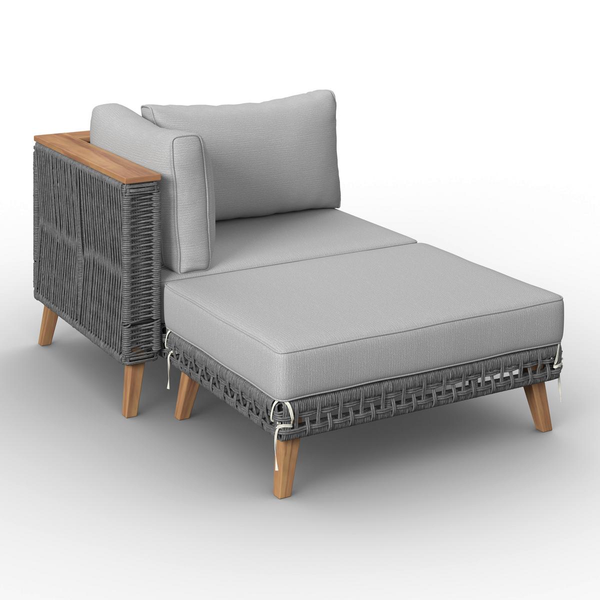 TERASOVÁ SEDACIA SÚPRAVA MARILOU - farba akácie/sivá, Modern, kov/drevo - Bessagi Garden