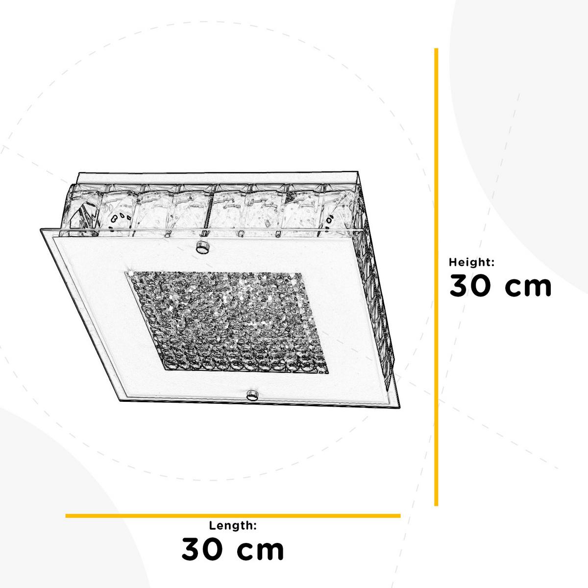 LED-Deckenleuchte Plafoniera Klar Chromfarben L: 30 cm - Klar/Chromfarben, Basics, Glas/Metall (30/30/20cm)