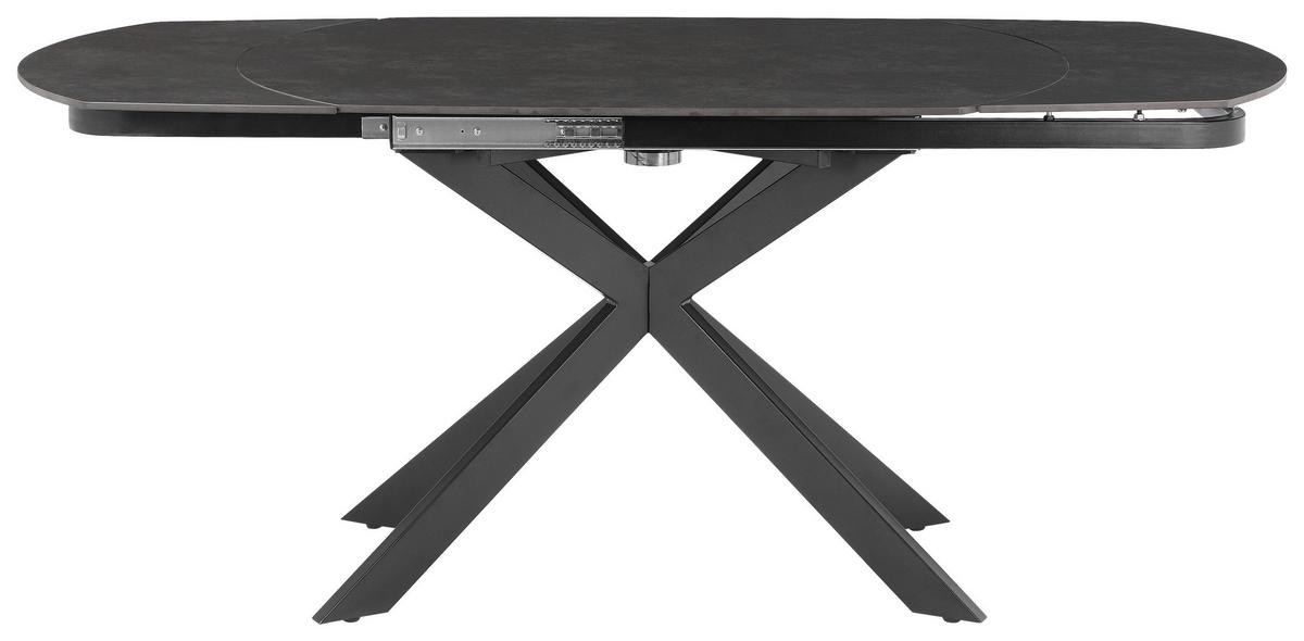 Esstisch Senna Grau/Schwarz L: 120-180 cm - Schwarz/Grau, MODERN, Stein/Metall (120-180/90/75.5-79cm) - P & B