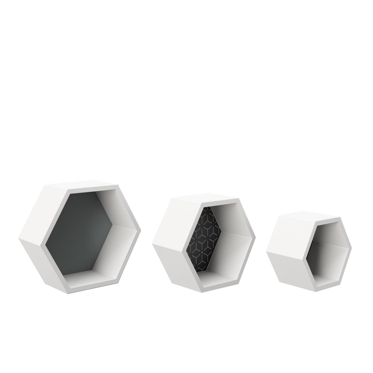 Wandregalset 3er-set Tailor 30 Cm Grau/weiß Dekor - Weiß/Grau, KONVENTIONELL, Holzwerkstoff (30/25,6/20,5cm) - Playboy