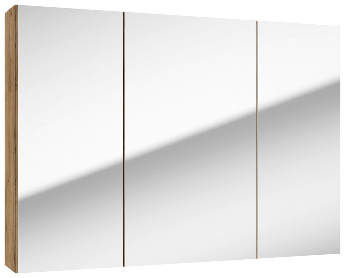 Klassischer Spiegelschrank mit drei Türen und eichefarbenem Korpus