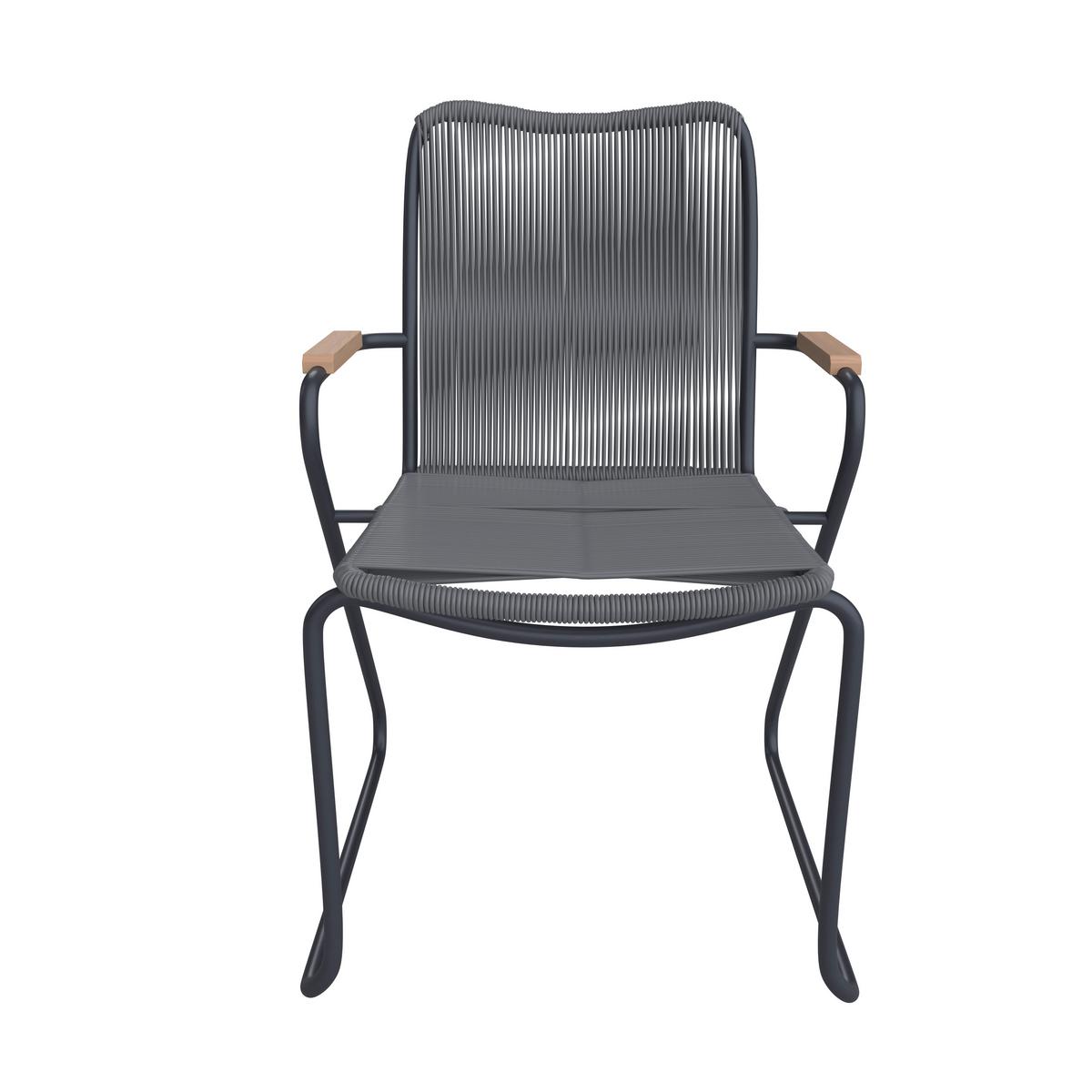 Sada záhradních křesel CLEO - šedá/barvy teak, Moderní, kov/plast (58/87/58cm) - Bessagi Garden