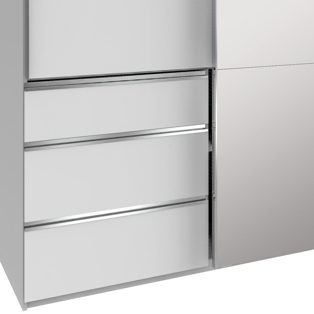 Schwebetürenschrank M. Spiegel + Laden 300cm Level 36a, Weiß - Weiß, MODERN, Glas/Holzwerkstoff (300/216/65cm) - MID.YOU