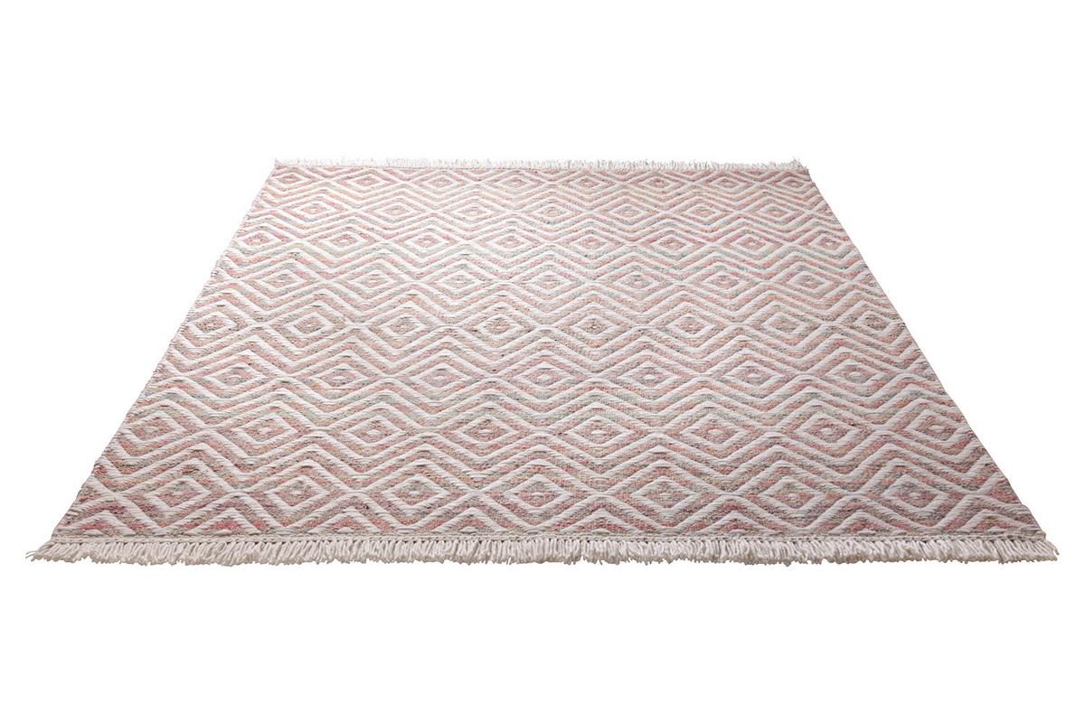 Handwebteppich Rot/Weiß Wolle Vector 60x110 cm - Rot/Weiß, KONVENTIONELL, Textil (60/110cm) - Esprit