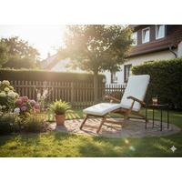 Ergoniomische Sonnenliege inkl. Auflage, Akazie - Akaziefarben, Basics, Holz (149/56/96cm)