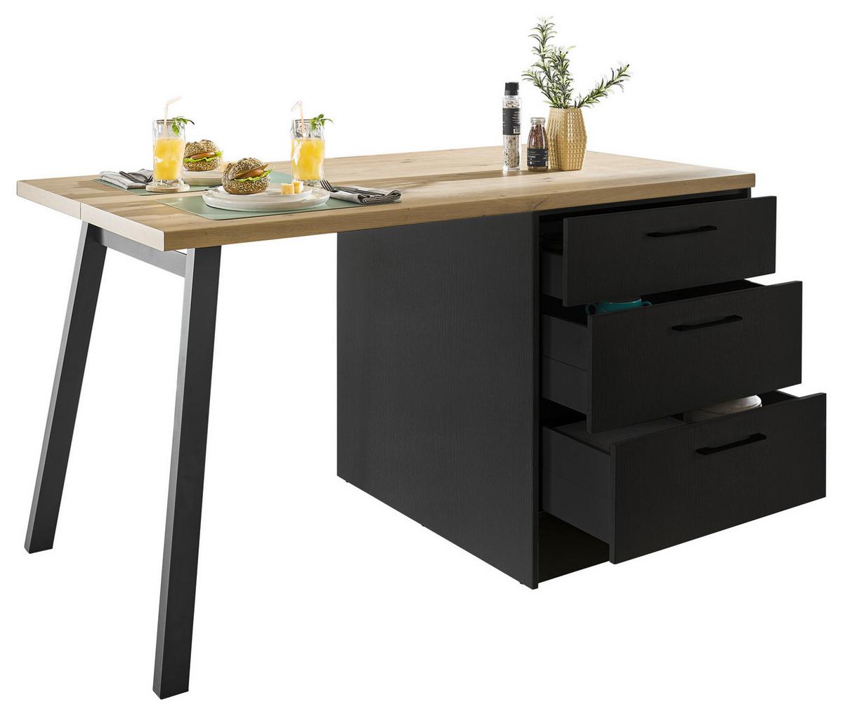 Kuchyňský ostrůvek TURIN TURIN I 150 - černá/dub artisan, Moderní, kov/kompozitní dřevo (150/91/90cm)