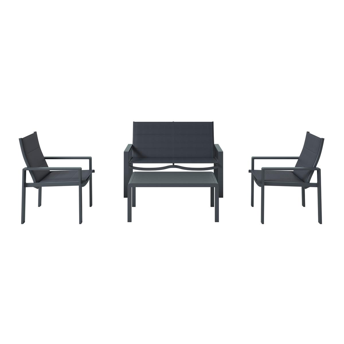 Loungegarnitur Palma - Dunkelgrau, MODERN, Textil/Metall - Luca Bessoni