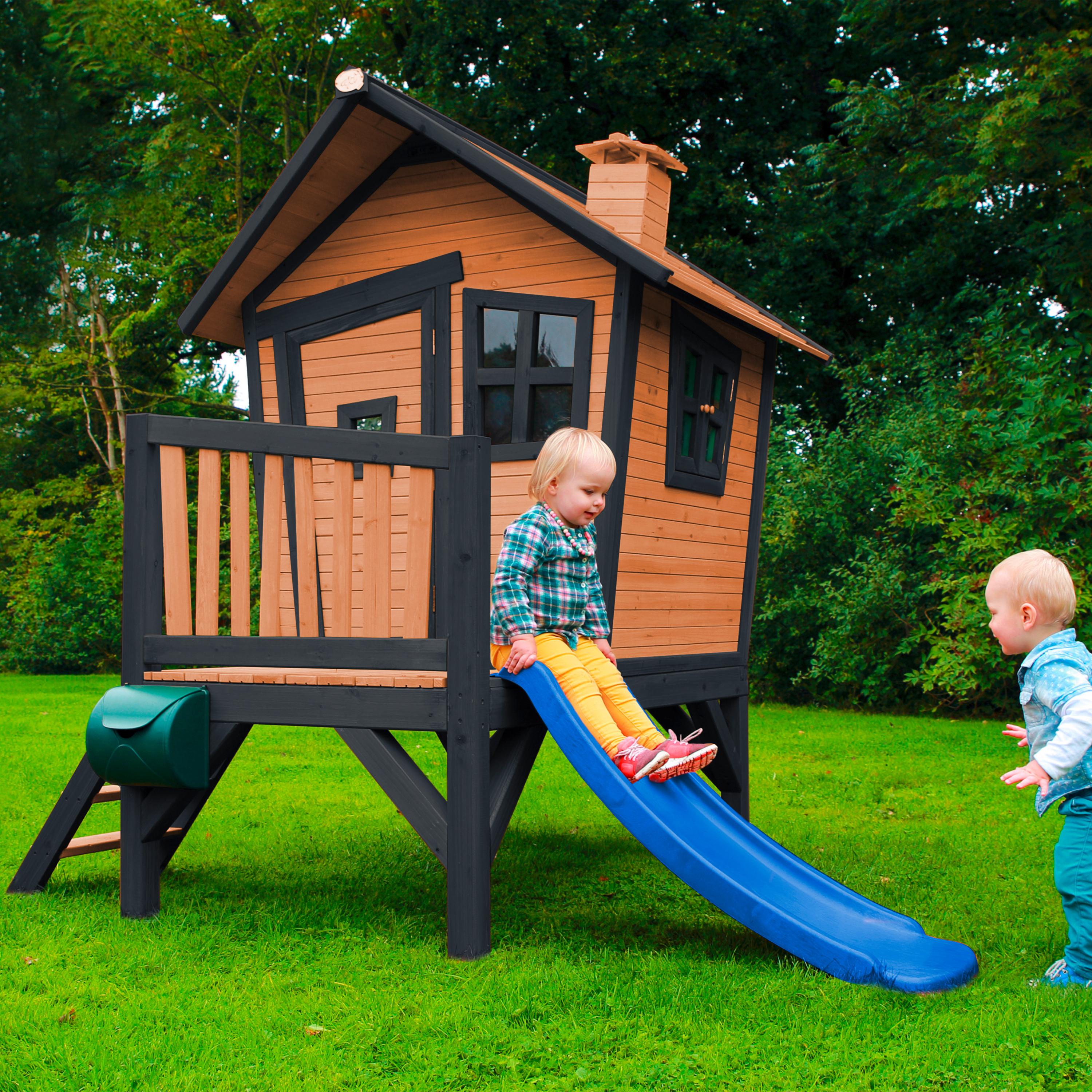 Spielhaus Natur/Blau L: 177 B: 264 H: 203 - Blau/Anthrazit, LIFESTYLE, Holz/Kunststoff (177/264/203cm)