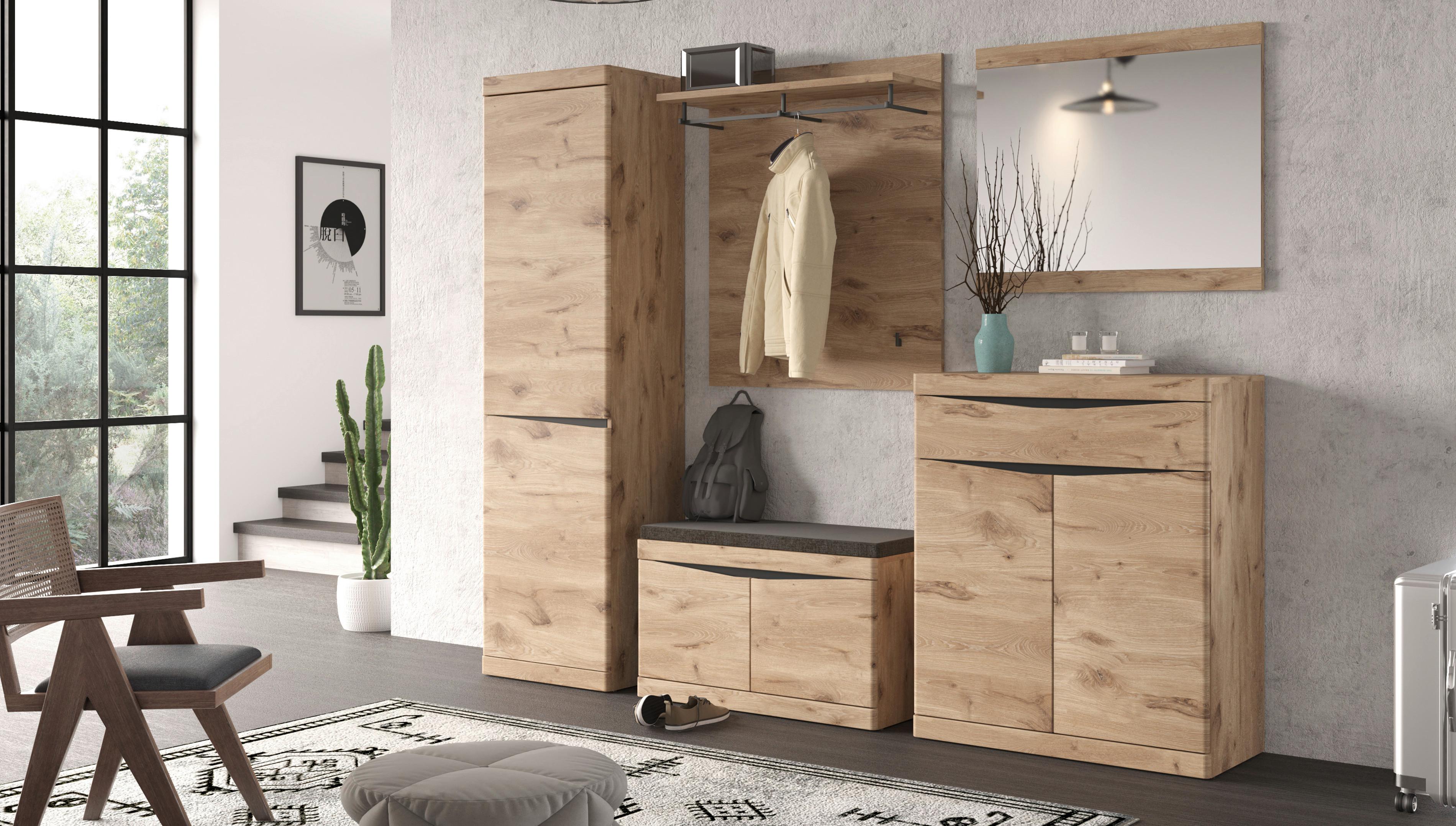 Garderobenschrank Twist B: 54 Cm, Viking Eiche Dekor - Eichefarben/Anthrazit, MODERN, Holzwerkstoff (54/196,5/39,9cm)