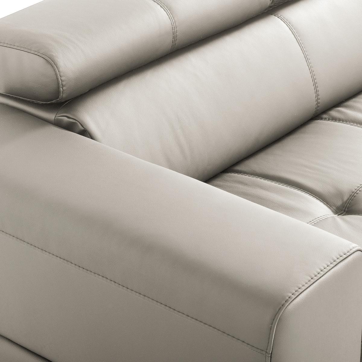 Ecksofa Torino Teilleder Platinfarben 247x173 - Platinfarben/Schwarz, Design, Leder/Textil (247/173cm) - Livetastic