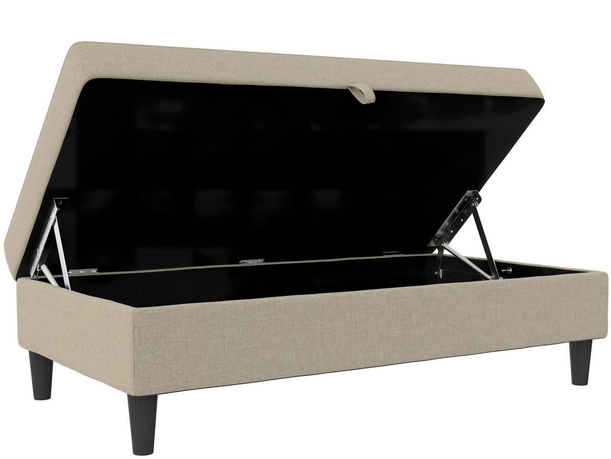 Hocker Hannover Cappuccino, mit Stauraum - Schwarz/Cappuccino, Basics, Textil (130/43/69cm) - Livetastic