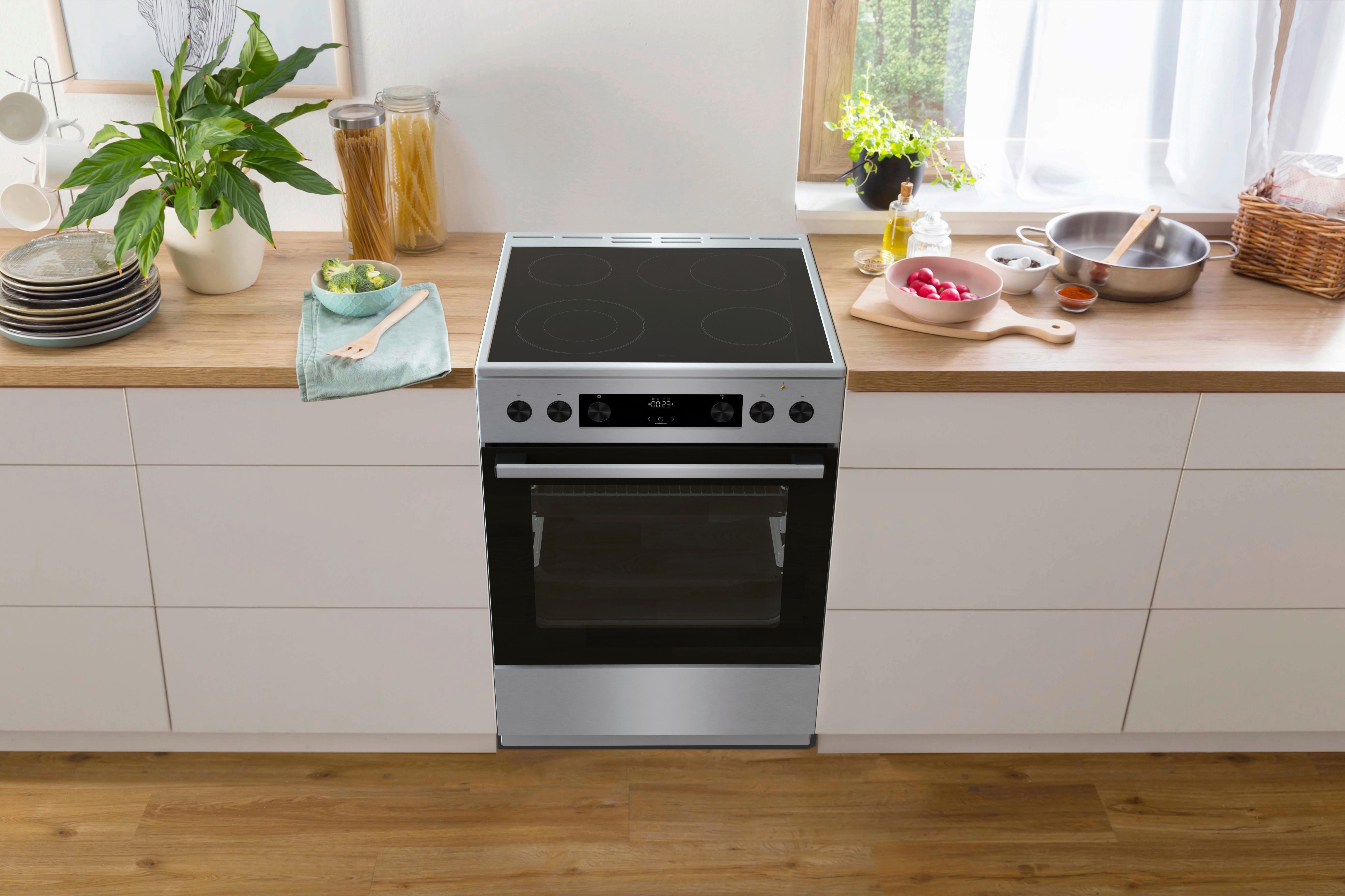 Herd Gecs6c70xpa - Edelstahlfarben/Schwarz, Trend, Glas/Metall (60/85/60cm) - Gorenje