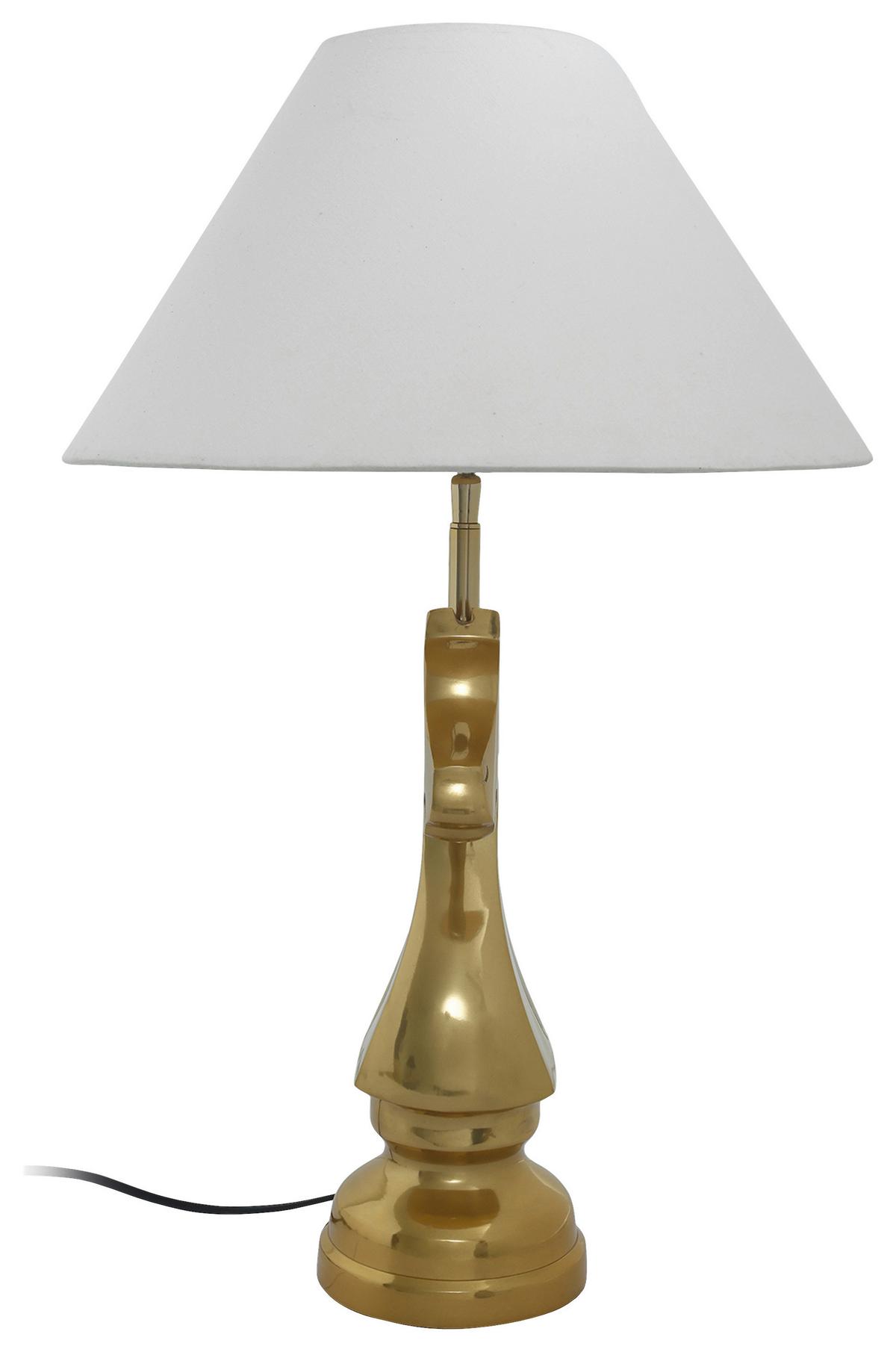 Tischleuchte Shah 100 Weiß/goldfarben B. 14 Cm - Goldfarben/Weiß, Basics, Textil/Metall (40/14/62cm) - Kayoom