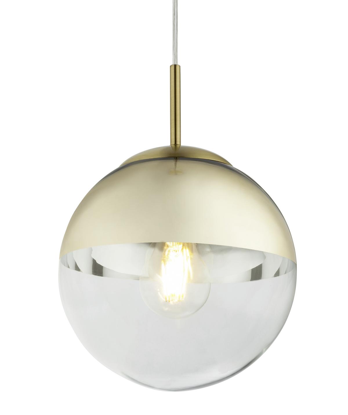 Hängeleuchte H: 120 cm 1-Flammig - Transparent/Goldfarben, Design, Glas/Metall (20/120cm) - Globo