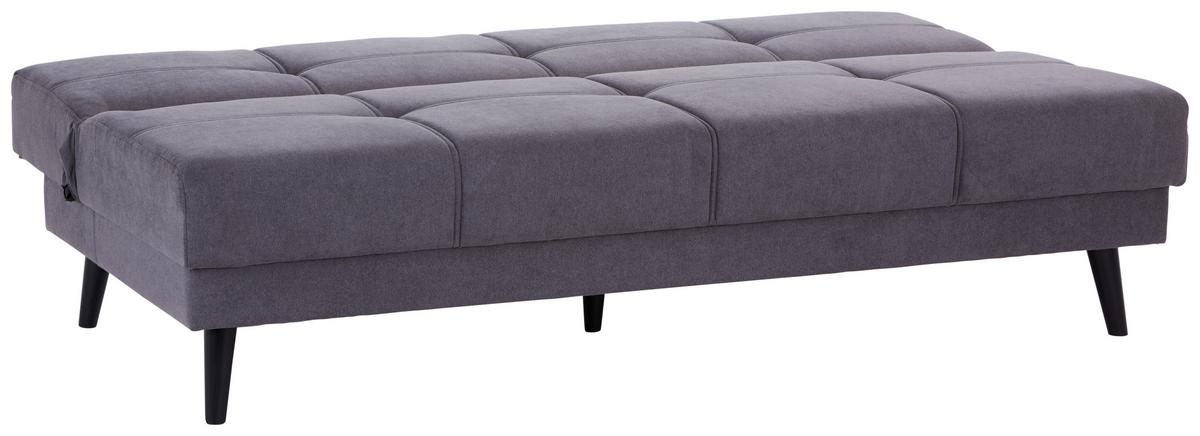 3-Sitzer-Sofa + Schlaffunktion Muffin Anthrazit, Beine Massiv - Anthrazit/Schwarz, MODERN, Textil (192/80/100cm)