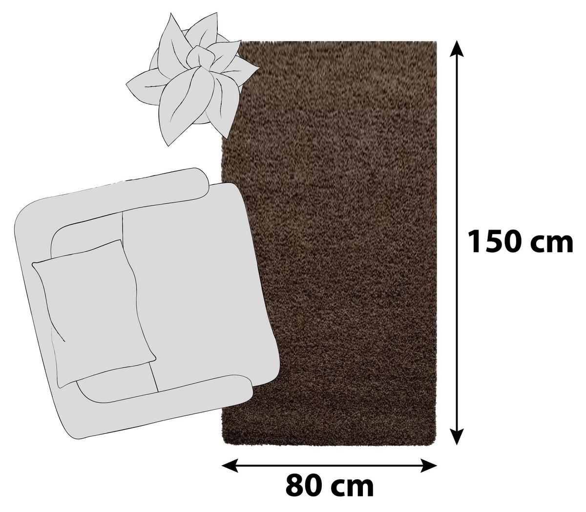 Hochflor Teppich Braun Dream 80x150 cm - Braun, KONVENTIONELL, Textil (80/150cm) - Novel
