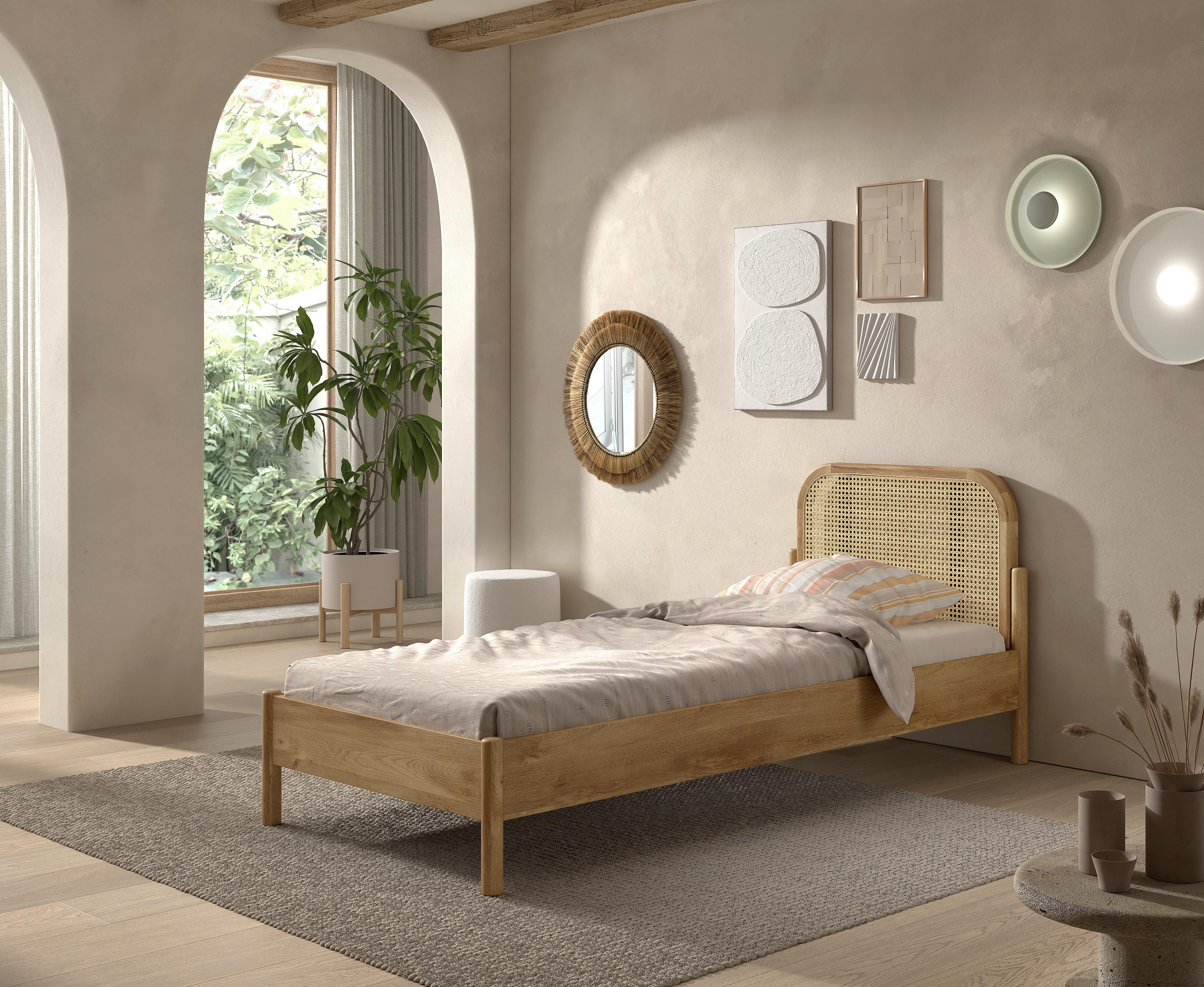 BETT Olive Eichefarben 90x200cm - Eichefarben, MODERN, Holz/Holzwerkstoff (90/200cm) - Vipack