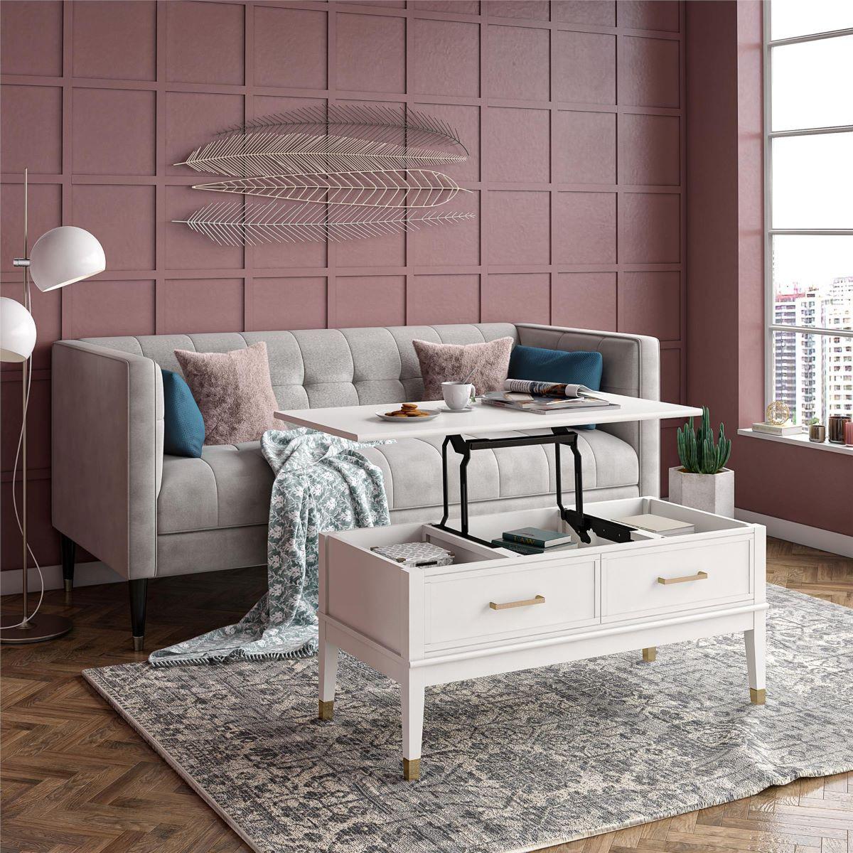 Couchtisch Westerleigh Weiß 57 Cm - Weiß/Bronzefarben, Design, Holzwerkstoff/Metall (106/57/51cm) - Mican