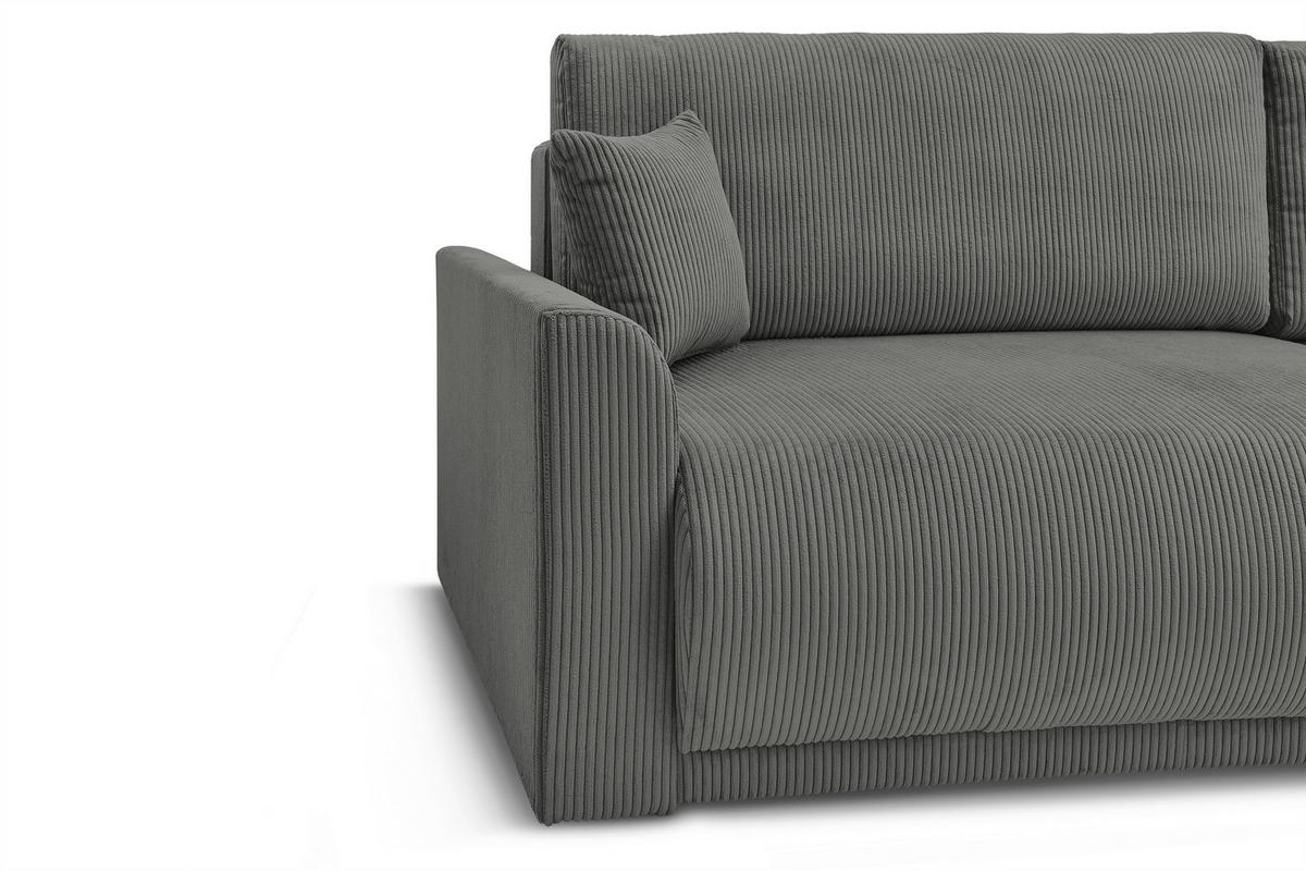 Rohová sedačka KIM L160, obojstr.,tmavosivý menčester - čierna/tmavosivá, Modern, drevo/textil (233/160cm)