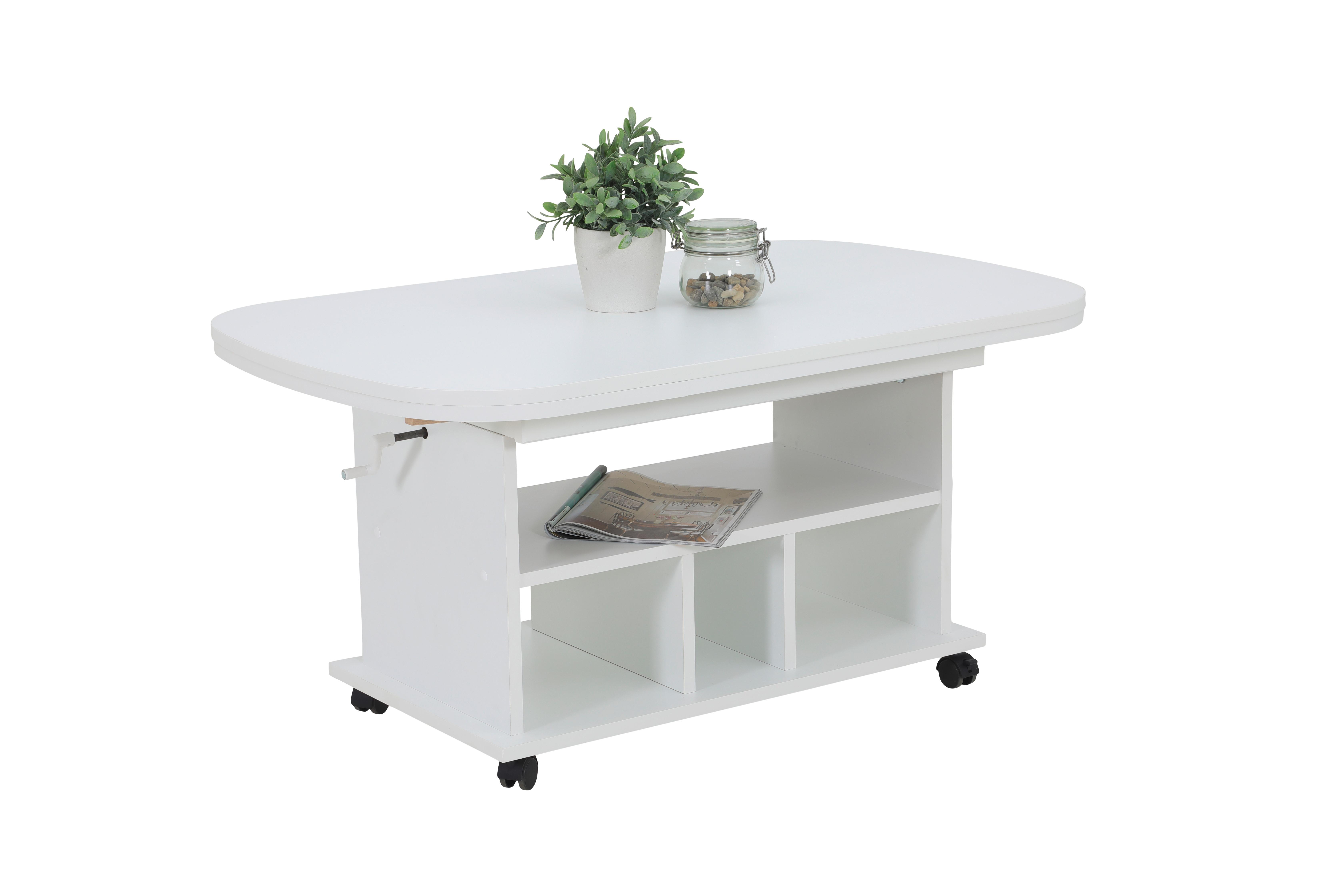 Couchtisch Babsi Weiß L: 107 Cm - Weiß, Design, Holzwerkstoff (107/67/53cm) - Livetastic