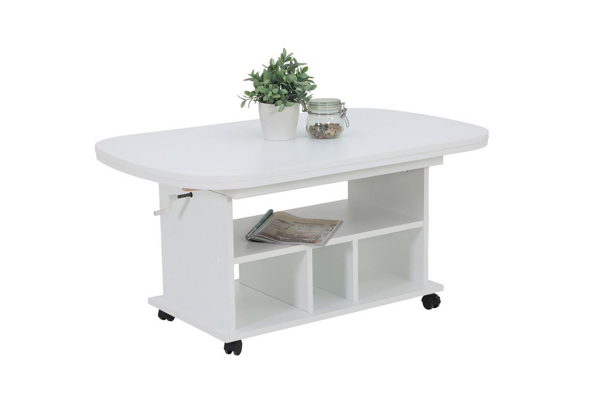 Couchtisch Babsi Weiß L: 107 cm - Weiß, Design, Holzwerkstoff (107/67/53cm) - Livetastic