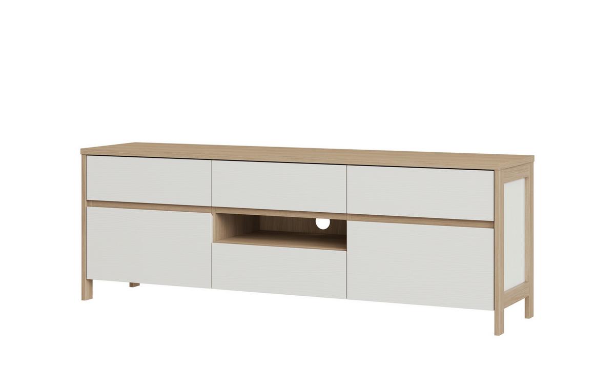 Lowboard Stranda Weiß/Eiche B: 164cm - Eichefarben/Weiß, Design, Holzwerkstoff (164/58/39cm) - MID.YOU