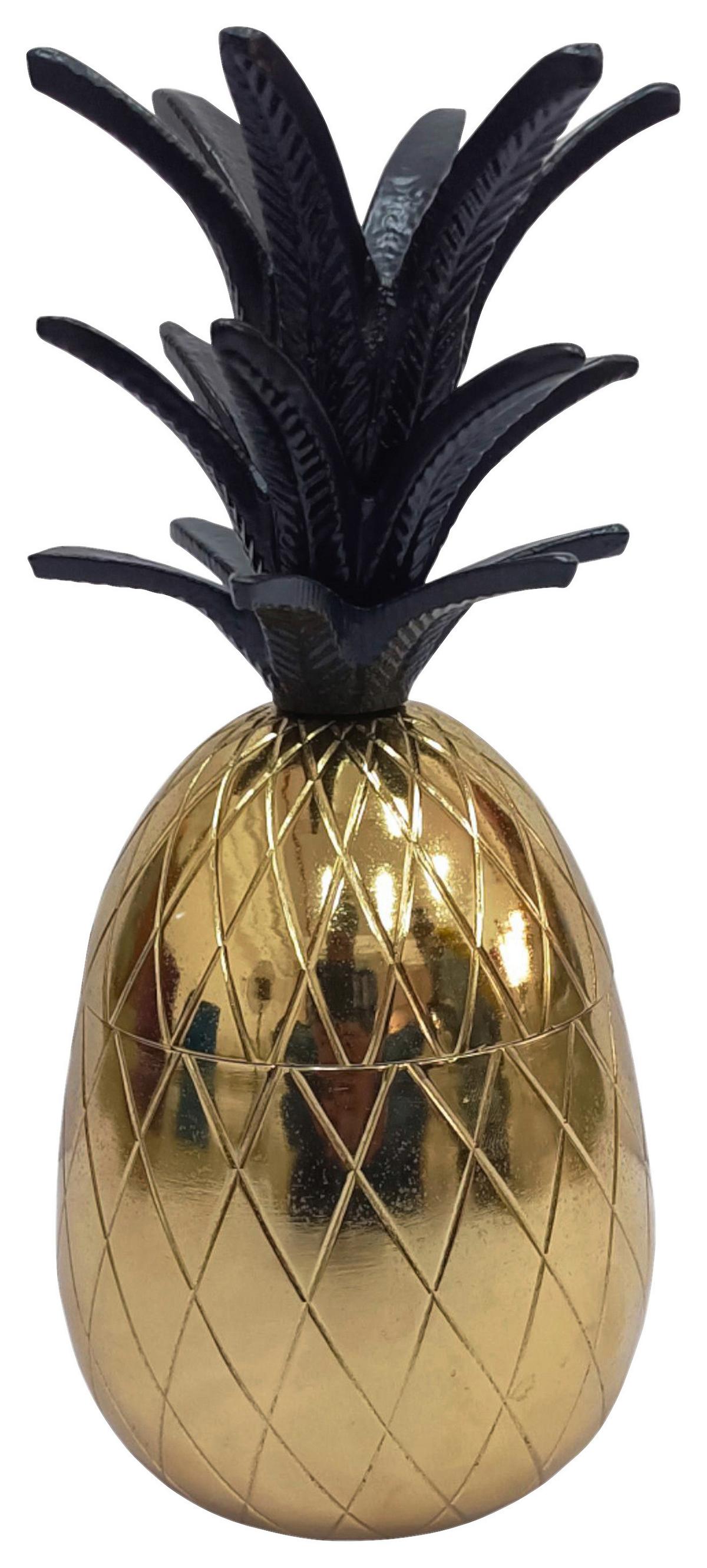 Dekoananas Ani - Goldfarben/Schwarz, MODERN, Metall (11/25cm) - Luca Bessoni