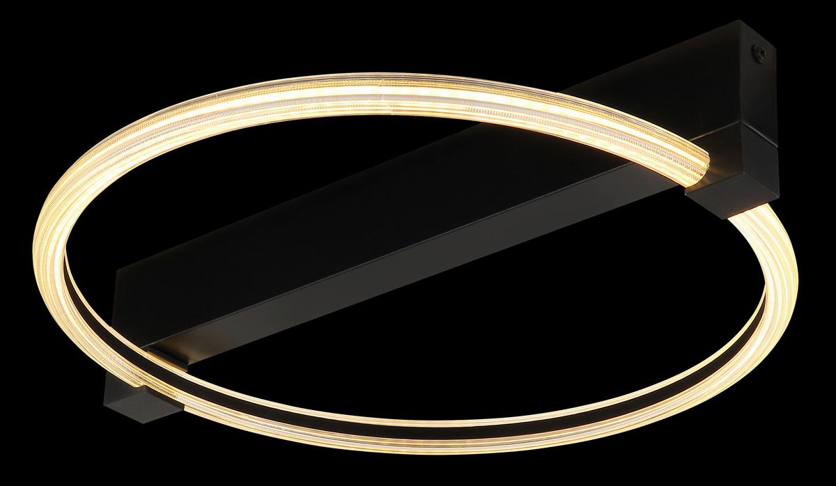 Deckenleuchte inkl. 1 LED 15W, 230V, ca. 41,4x38x8,5 cm - Transparent/Schwarz, Design, Kunststoff/Metall (41,4/38/8,5cm) - Globo
