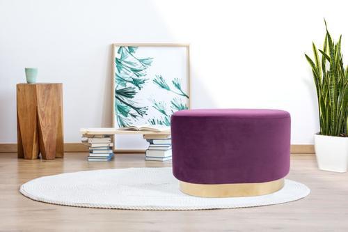 Pouf Samt Violett/Goldfarben BxHxT: 35,5x43x55 cm - Violett/Goldfarben, Basics, Holz/Holzwerkstoff (35,5/43/55cm) - Kayoom
