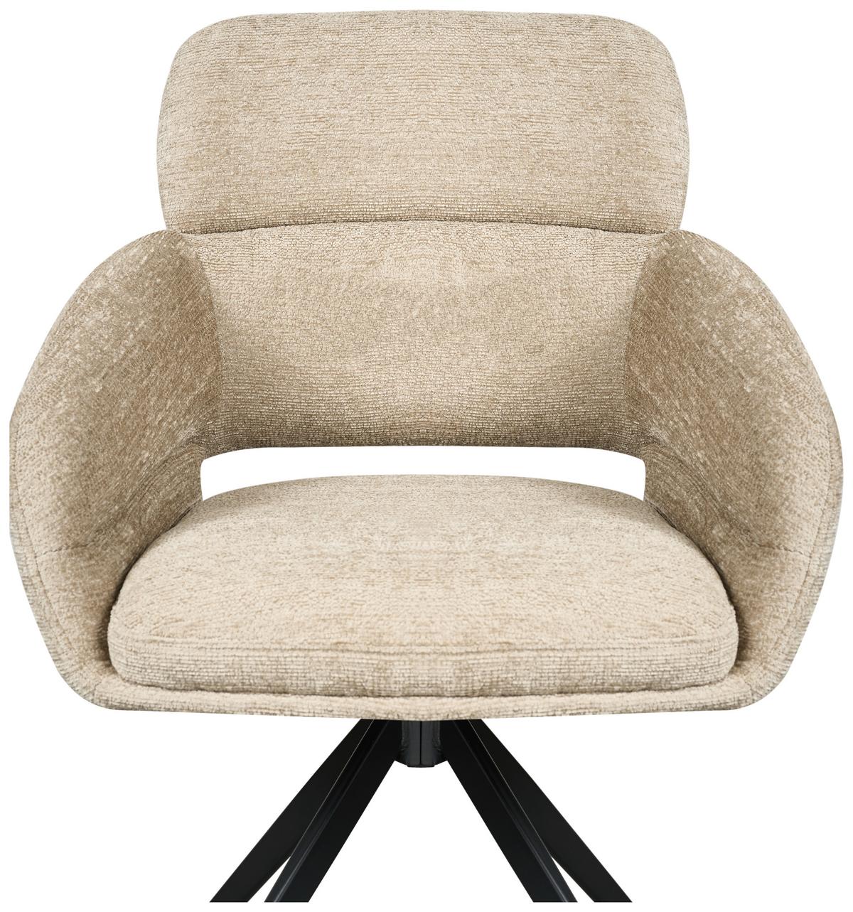 Armlehnstuhl Lyon Khaki B: 57,5 cm - Khaki/Schwarz, MODERN, Textil/Metall (57,5/85/61cm) - Livetastic