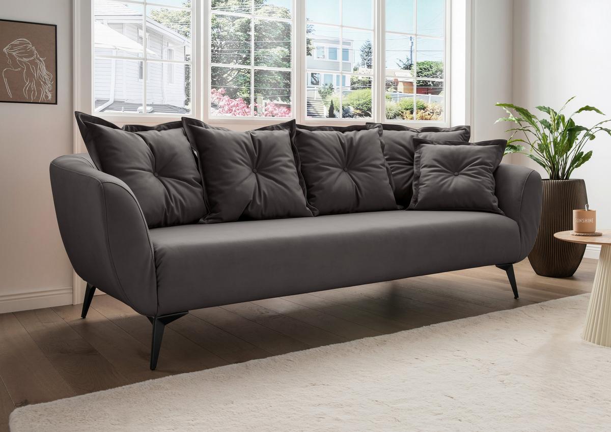 3-Sitzer-Sofa Baggio Anthrazit B: 236 cm - Anthrazit/Schwarz, MODERN, Textil (236/94/103cm) - Livetastic