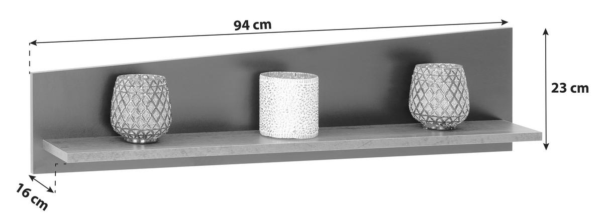 NÁSTĚNNÁ POLICE JOHNNY - šedá/dub artisan, Moderní, kompozitní dřevo (94,4/23/15,8cm)