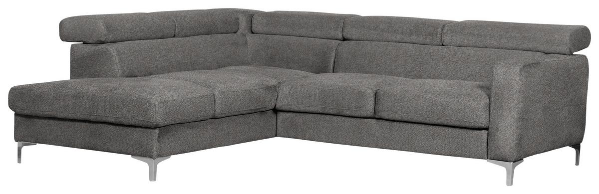Ecksofa Sammy Graubraun - Chromfarben/Graubraun, Design, Textil (207/242cm) - Livetastic