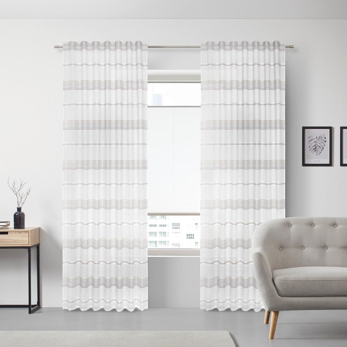 HOTOVÝ ZÁVES Louis, 140/245 cm - hnedá/biela, Konventionell, textil (140/245cm) - Modern Living