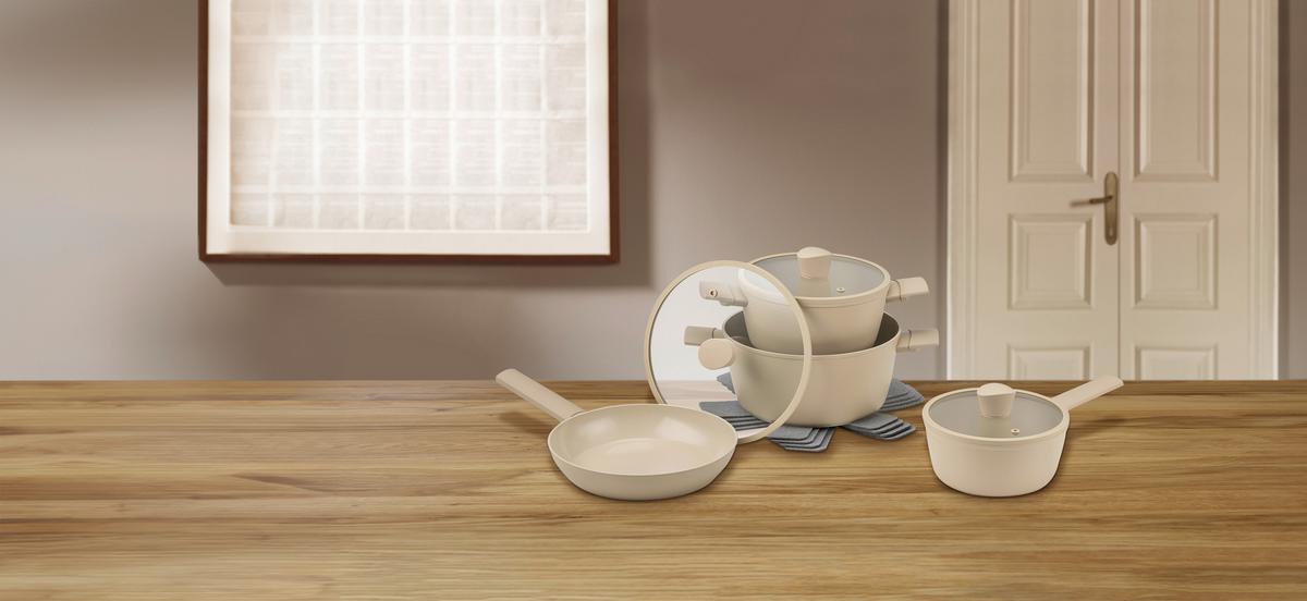 Kochtopfset Jacques - Klar/Creme, Design, Glas/Kunststoff - James Wood