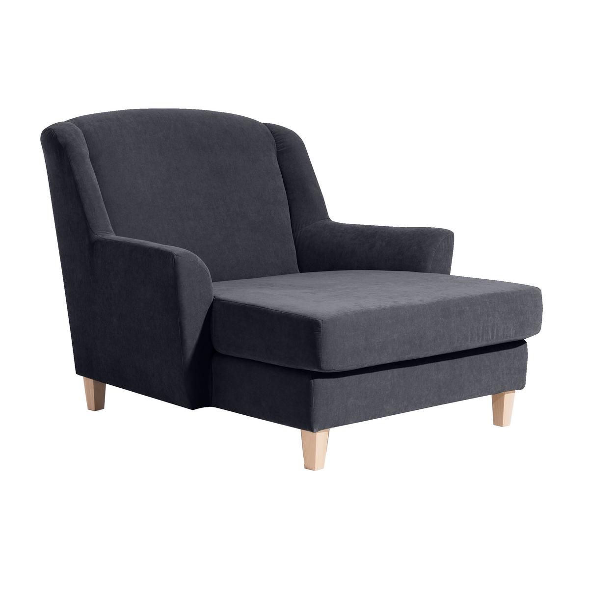 Big Sessel Mit Armlehnen Judith Velours Anthrazit - Anthrazit/Naturfarben, MODERN, Textil (136/107/142cm) - Max Winzer