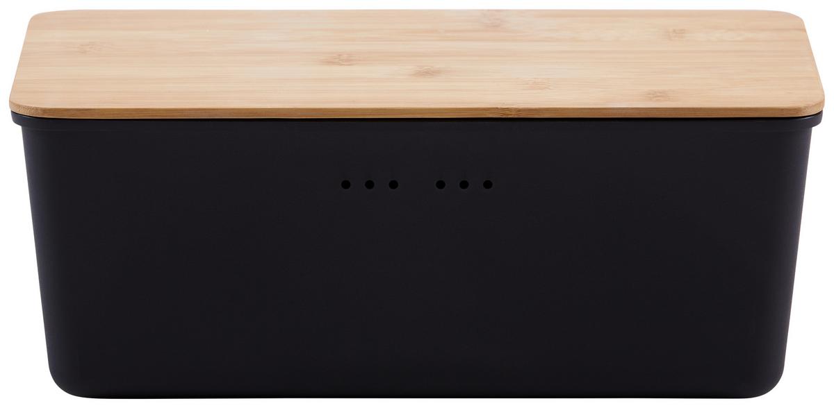 Brotbox aus Kunststoff Blerta BxHxT: 34x18x13,5 cm, Schwarz - Schwarz/Naturfarben, MODERN, Holz/Kunststoff (34/18/13,5cm) - Luca Bessoni