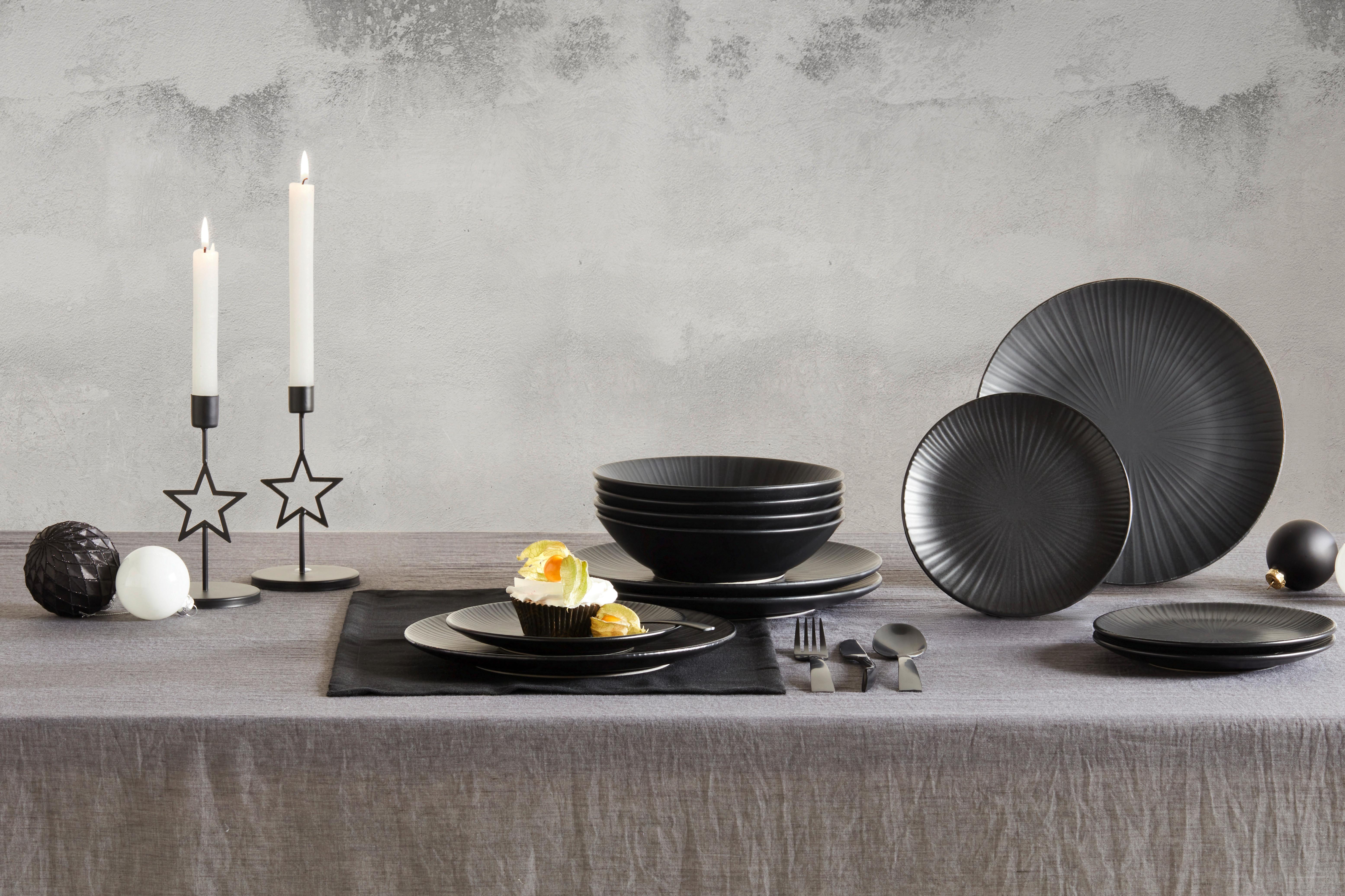 Jídelní souprava Black, 12dílná - černá, Moderní, keramika - Premium Living