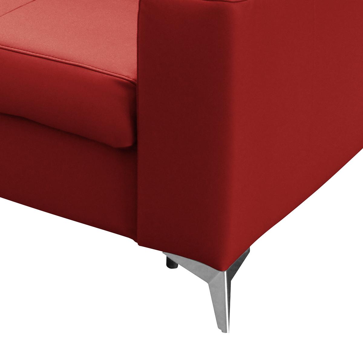 Schlafsofa Mondo, Rot B: 206 cm - Silberfarben/Rot, Design, Leder/Textil (206/95/101cm) - Livetastic