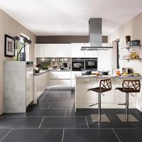 Einbauküche Luxor Frei Planbar Modern, Grifflos - Weiß/Grau, MODERN, Holzwerkstoff - Vertico