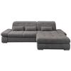 Ecksofa mit Schlaffunktion Dalida Graubraun Chenille - Chromfarben/Graubraun, Design, Textil (300/196cm) - Livetastic
