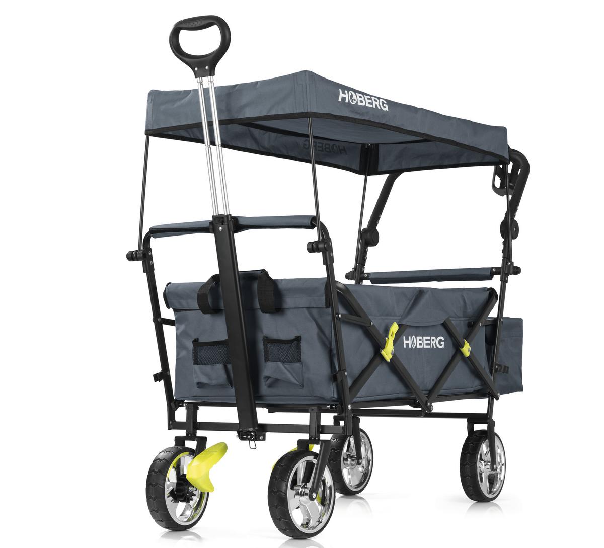 Bollerwagen Hoberg Grau Max. 80 Kg Faltbar, Feststellbremse - Grau, Basics, Kunststoff/Textil (139/54/103cm)